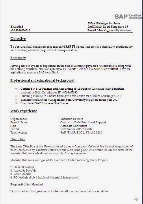 Sap abap 3 years experience resume free download